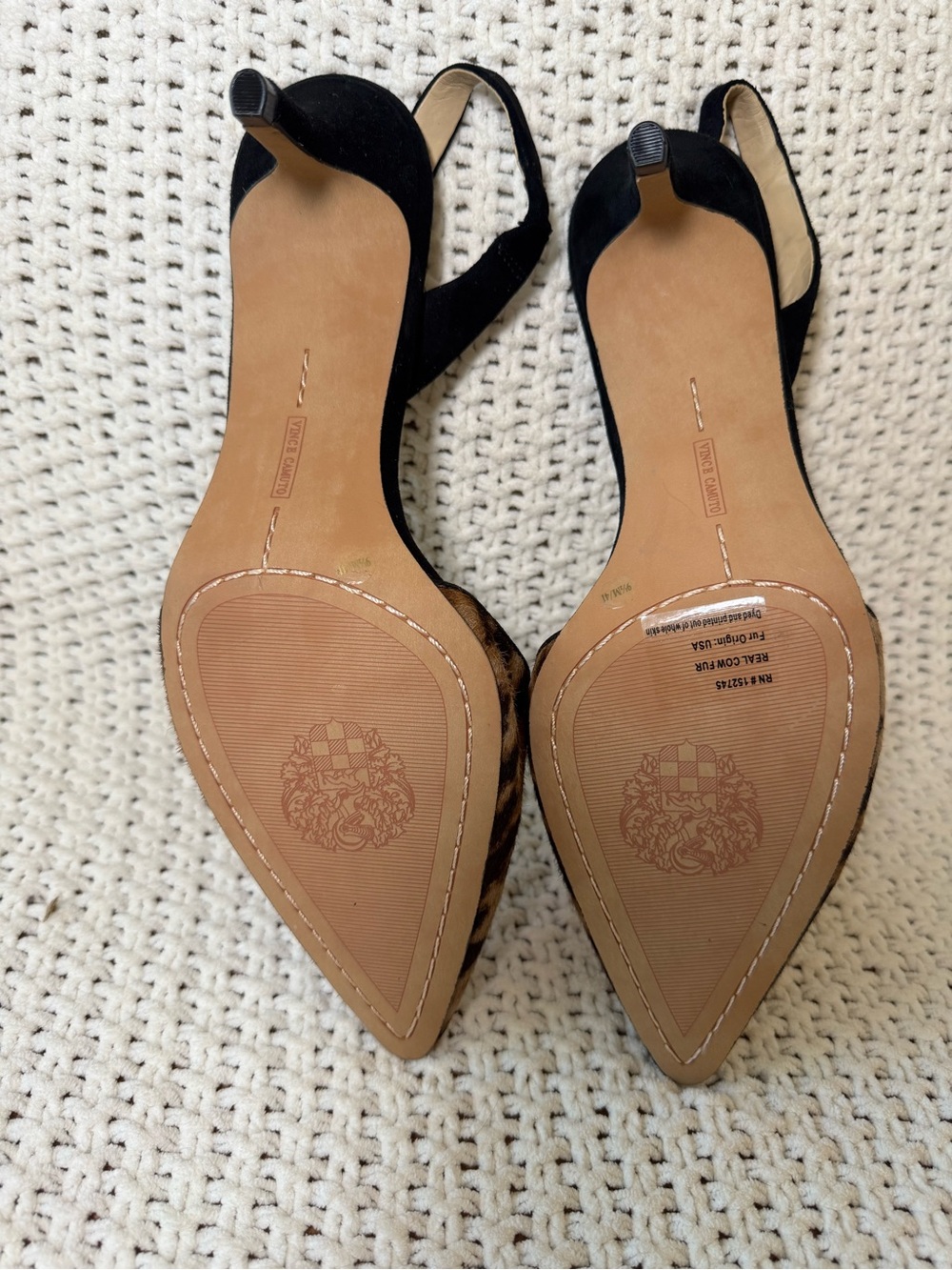 Vince Camuto Kolissa Leopard Cow Hair Slingback Heels 9.5 - Picture 8 of 8